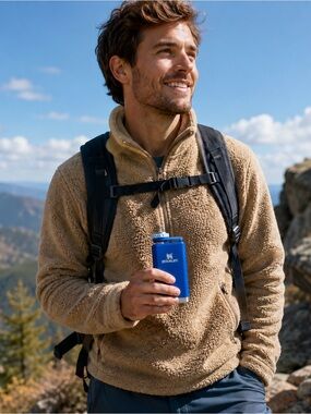 Stanley Bright Blue Stainless Hip Flask with Light Blue Cap